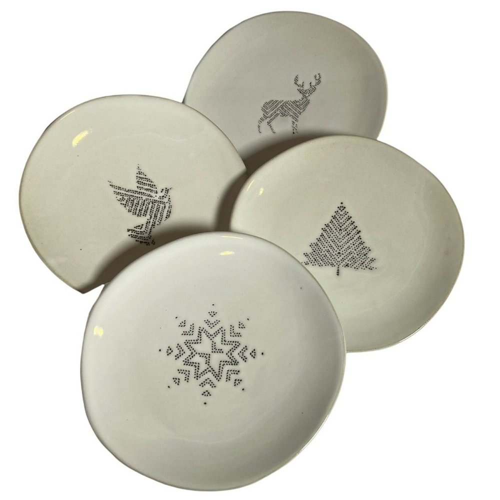 Modern Holiday Stoneware Appetizer Or Tapas Plates S/4 Hearth And Hand Magnolia